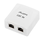 Priza dubla FTP cat 5e, ecranata, Lanberg 40428, montaj aparent, 2 x RJ45, alba Alb