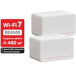 Sistem Mesh Wi-Fi Mercusys Halo H37BE(2-pack), BE6500, Dual-Band, Wi-Fi 7, MLO, 2 x 2.5 Gbps port + 1 x 1 Gbps port, cu acoperire completa pentru casa