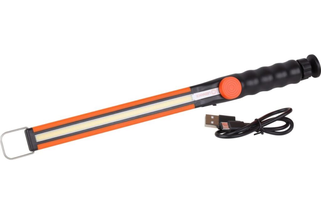 Lanterna LED multifunctionala LEDVANCE, 5W COB, 400 lm, dimabila, acumulator 1800 mAh inclus, utilizare auto, carlig, magnet, USB-C, IP22, cablu incarcare USP inclus, Portocaliu/Negru