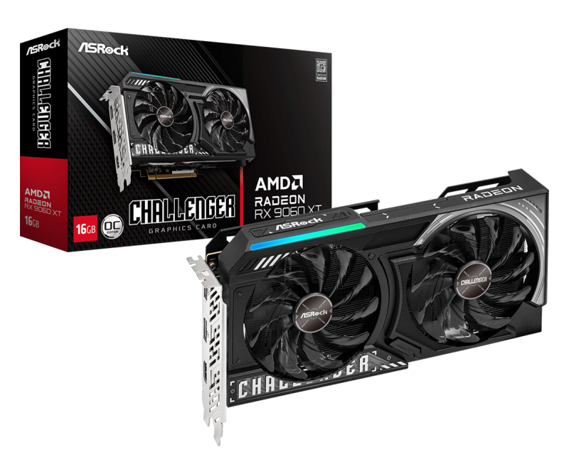 Placa video ASRock RX9060 XT Challenger 16GB, GDDR6, 128bit, RGB, 1xHDMI, 2xDisplayPort