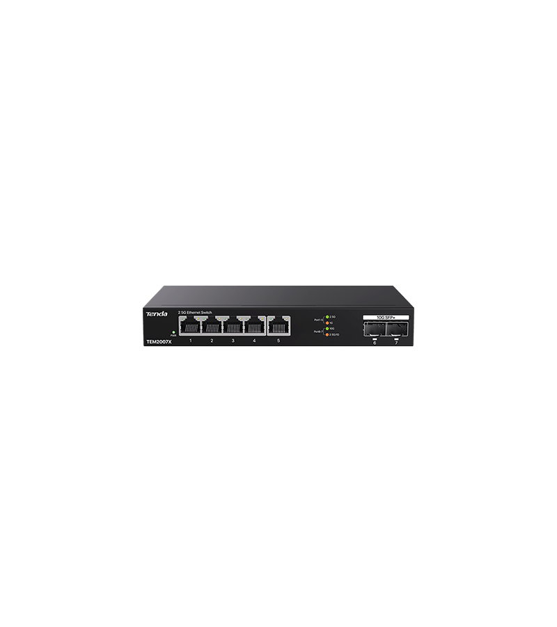 Switch fara management, cu 3 preconfigurari, 5×RJ45 2,5Gbps, 2×SFP+ 10Gbps