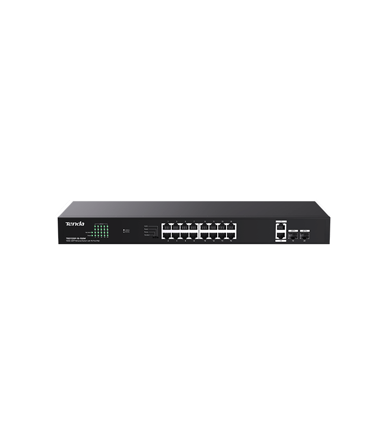 Switch PoE+(135W) fara management, 4 preconfigurari, 18×RJ45 1Gbps (16×PoE+), 2×SFP 1Gbps