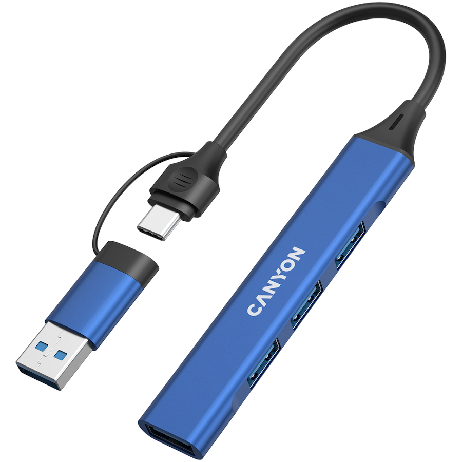 Hub Canyon DS-02, 1 x USB-A 3.0, 3 x USB-A 2.0 Albastru 2 Hub Canyon DS-02, 1 x USB-A 3.0, 3 x USB-A 2.0 Albastru - imagine 2