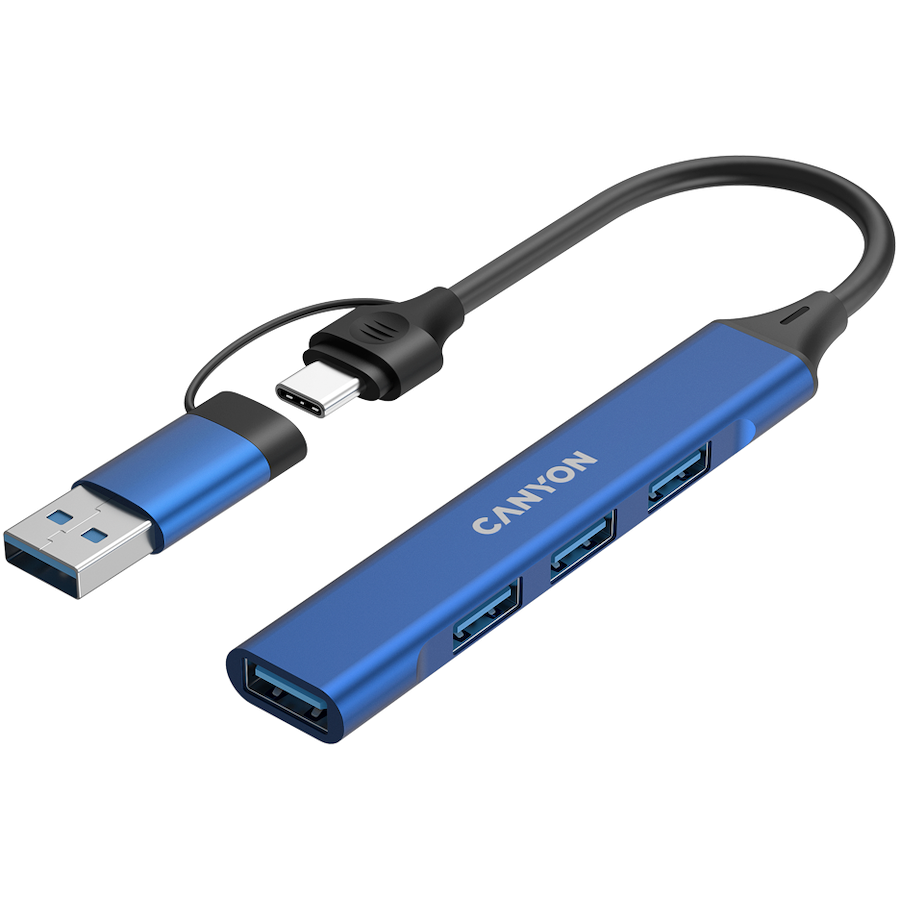 Hub Canyon DS-02, 1 x USB-A 3.0, 3 x USB-A 2.0 Albastru 3 Hub Canyon DS-02, 1 x USB-A 3.0, 3 x USB-A 2.0 Albastru - imagine 3