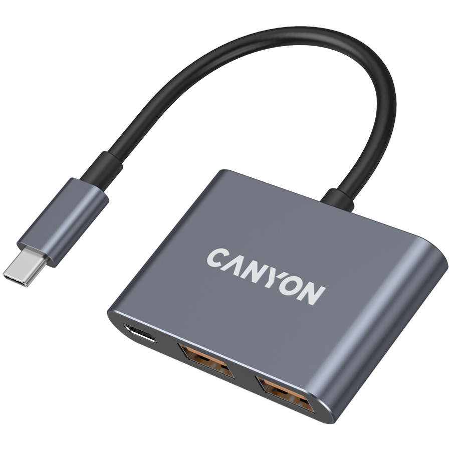 Hub USB-C Canyon CNS-TDS3, 3 porturi, 3.2, gri inchis