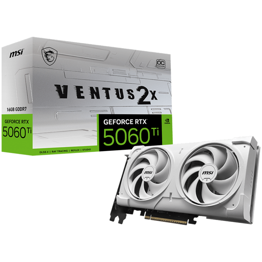 Placa video MSI GeForce RTX™ 5060 Ti 16G VENTUS 2X OC WHITE PLUS, 16GB GDDR7, 128-bit, Alb