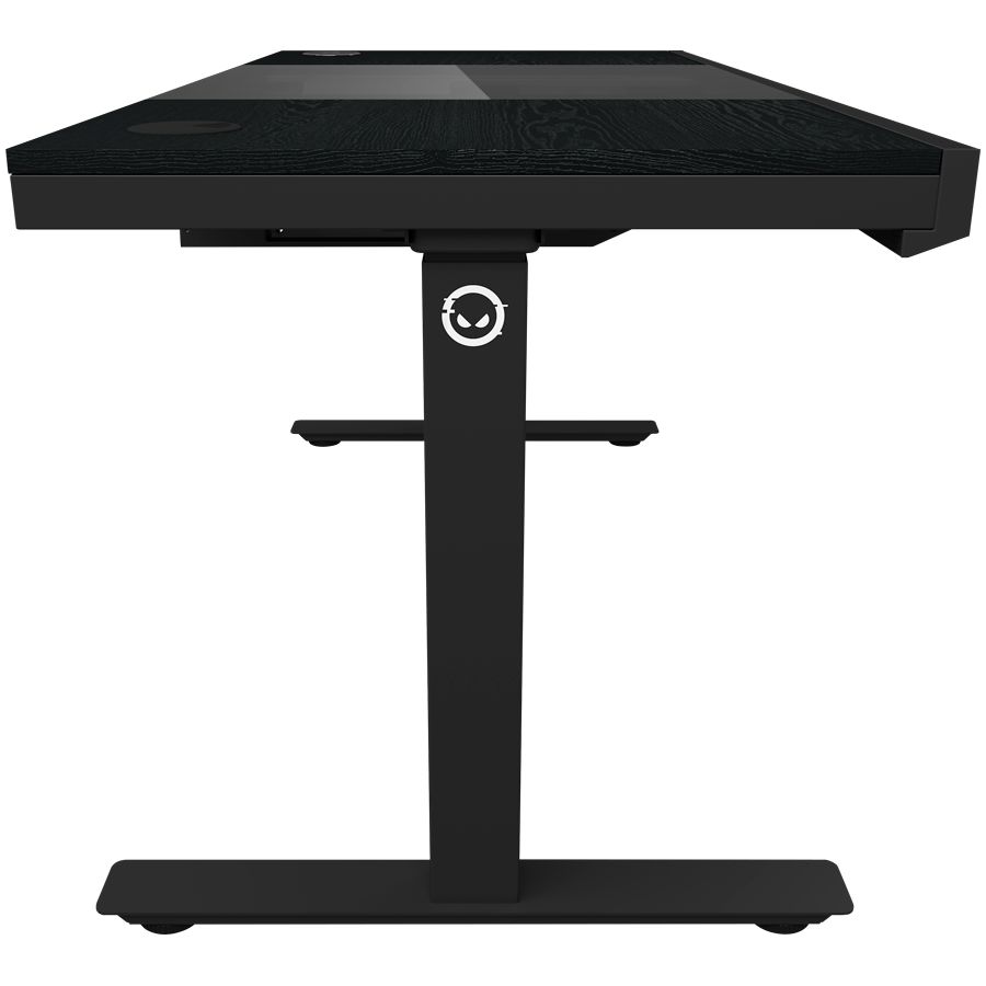 Dual-motor sit/stand adjustable-height gaming desk with built-in PC case, wireless charger, RGB lighting, control panel, and USB ports, wooden tabletop, black. 4 Dual-motor sit/stand adjustable-height gaming desk with built-in PC case, wireless charger, RGB lighting, control panel, and USB ports, wooden tabletop, black. - imagine 4