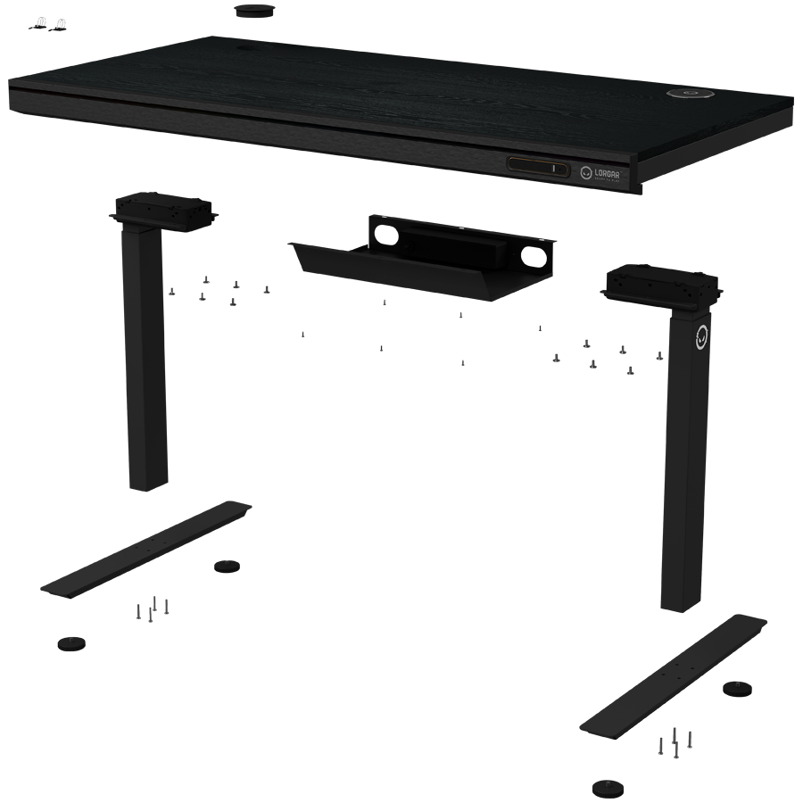 Dual-motor sit/stand adjustable-height gaming desk with wireless charger, RGB lighting, control panel, and USB ports, solid wooden tabletop, black. 4 Dual-motor sit/stand adjustable-height gaming desk with wireless charger, RGB lighting, control panel, and USB ports, solid wooden tabletop, black. - imagine 4