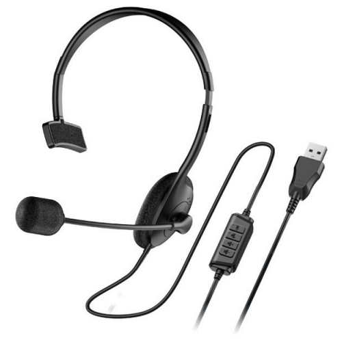 Casti Genius „HS-100U”, cu fir, standard, utilizare multimedia, call center, microfon pe brat, conectare prin USB, cablu 2m, negru