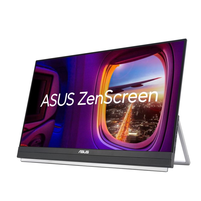 ASUS ZenScreen MB229CF portable monitor – 22-inch (21.5 viewable) FHD (1920 x 1080), IPS technology, 100Hz, USB-C® PD 60W, speakers, carrying handle/kickstand design, C-clamp, partition hook, sub-woofer, 2.1 channel audio, green sustainability