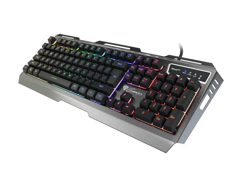 Tastatura Gaming cu fir Genesis RHOD 420, Membrane High Profile, Full Layout US, 19 Taste Anti-Ghosting, Constructie Anti-Spill, Cablu 1.6m, Iluminare LED, USB,Negru