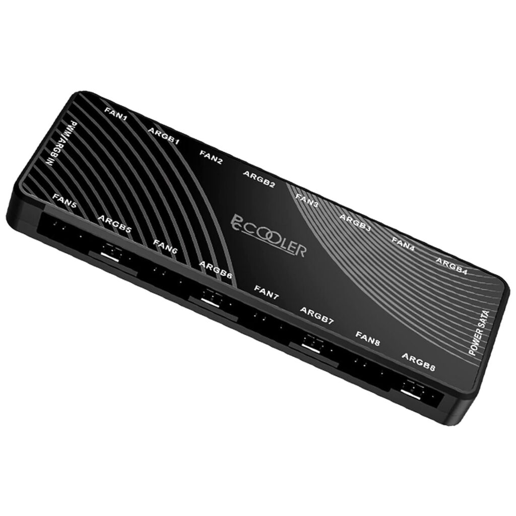 Controler ventilatoare, PCCOOLER, 8 porturi 4pin PWM, 8 porturi 3pin adresabil RGB, SATA, 5V