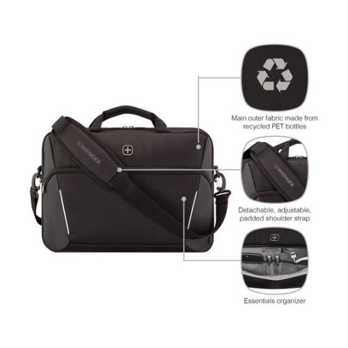Geantă laptop Wenger XE Compact Brief 16, 16″, neagră, cu compartiment pentru tabletă