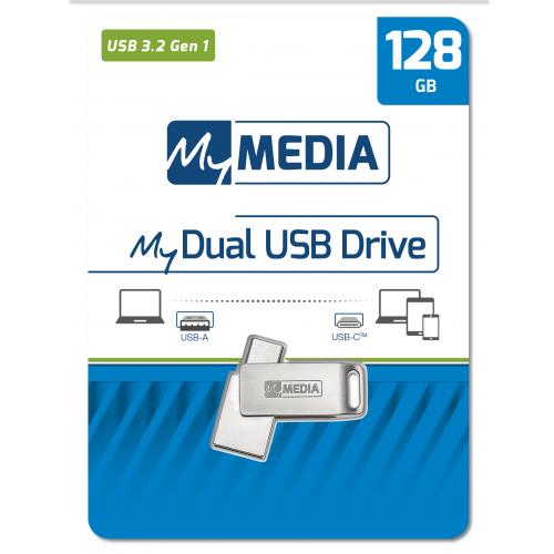 Memorie USB MyMedia Dual 128GB USB 3.2 argintiu