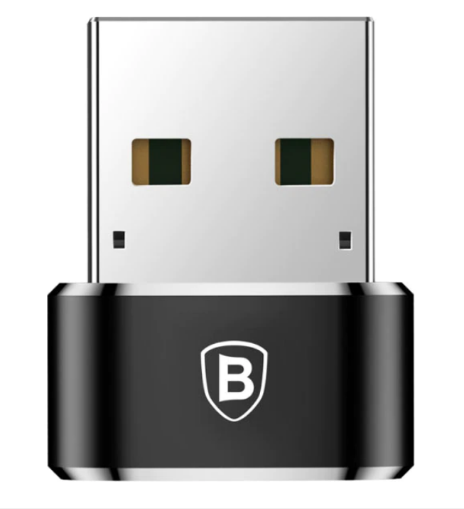 Adaptor USB-C la USB-A - Transfer date 480 Mbps si Incarcare 5V/3A, Mini Convertor Baseus, Negru (CAAOTG-01)