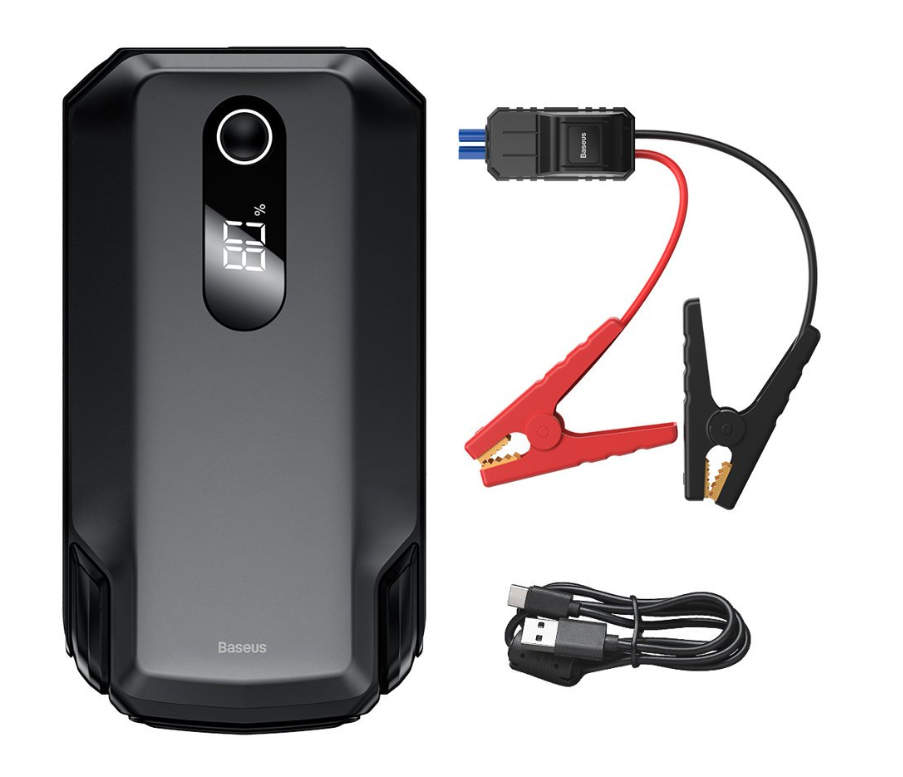 Dispozitiv de pornire auto 3 in 1, Baseus, 2000A, 13000mAh, cu lanterna LED, 12V