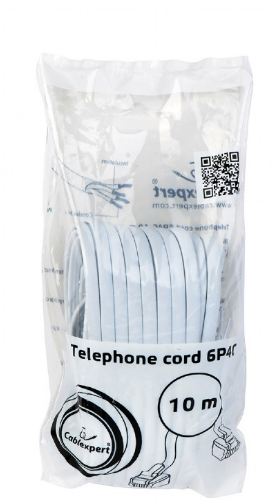Cablu telefonic GEMBIRD 6P4C, 10m, alb