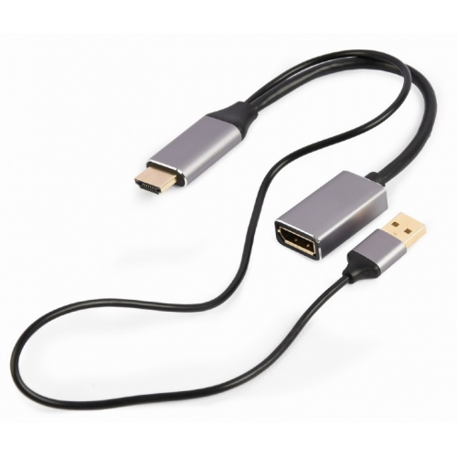 Adaptor, Gembird, HDMI/DisplayPort, 10 cm, Negru/Argintiu