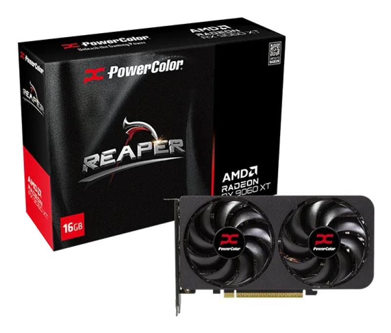 Placa video PowerColor Radeon RX 9060 XT Reaper OC 16GB GDDR6, 3230 MHz, 2 ventilatoare, dimensiuni 12x4x2 cm