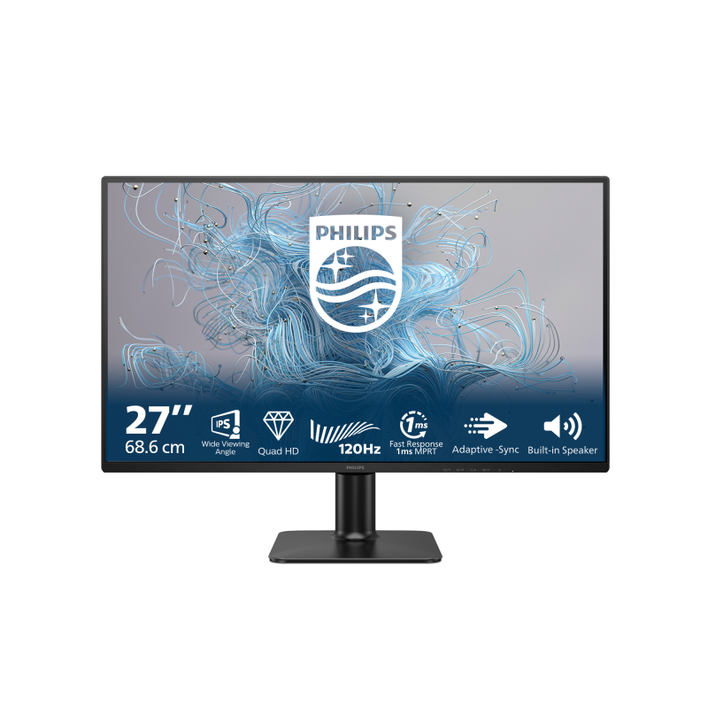 Monitor Philips 27″ IPS QHD 2560×1440 120Hz 4ms (1ms MPRT) HDR10 FlickerFree HDMI DisplayPort USB hub 27E2N2500/00