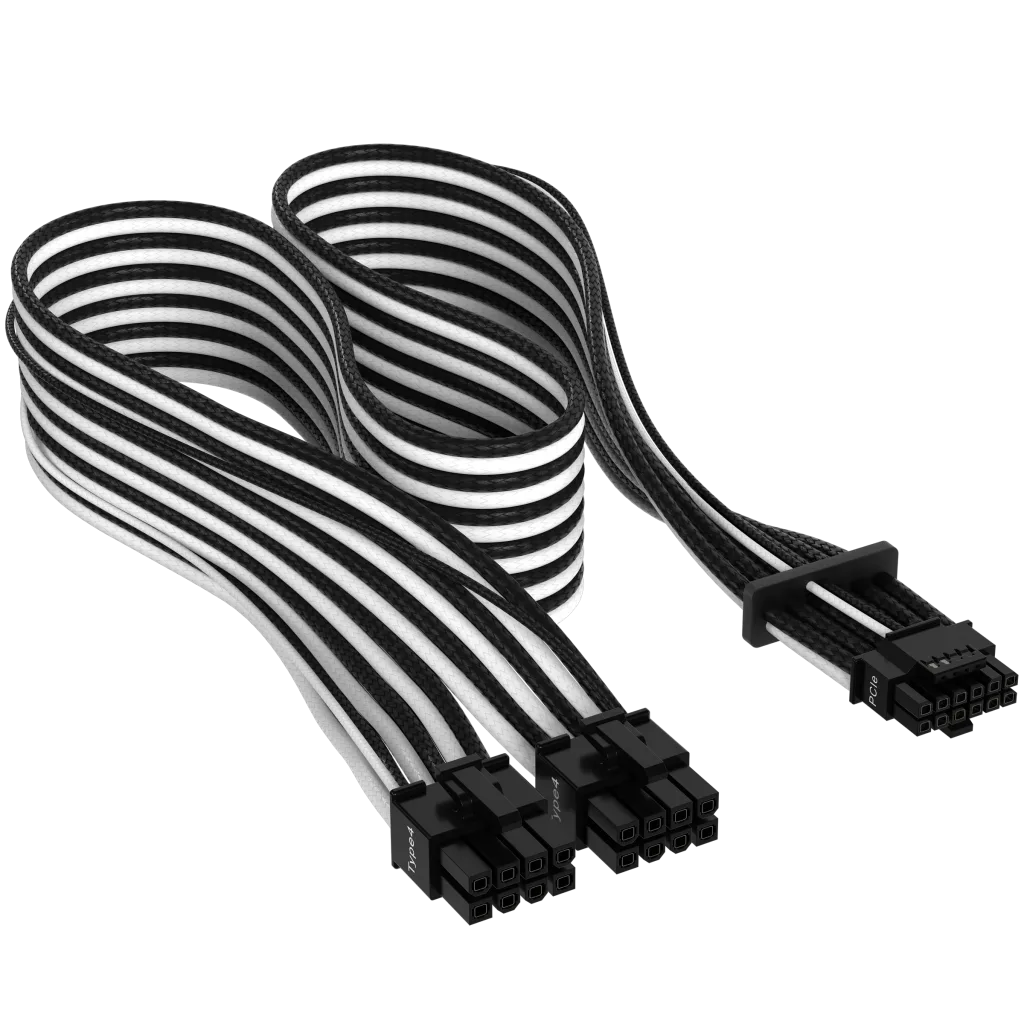 Cablu de alimentare Corsair Premium 12+4pin PCIe Gen 5 12VHPWR 600W , Type 4, negru/alb