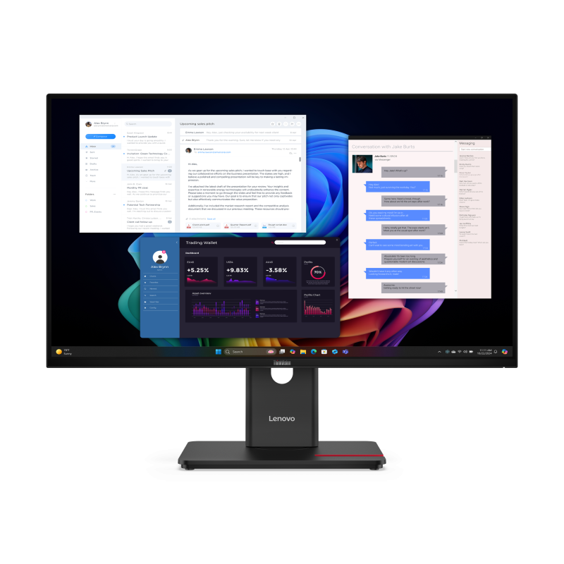 Monitor IPS LED Lenovo ThinkVision 27″ T27UD-40, UHD 3840 x 2160, HDMI, DisplayPort, Pivot, 0.4 ms Negru