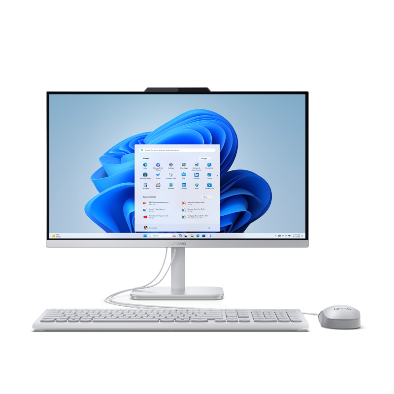 Sistem All-in-One Lenovo A100 cu procesor Intel® Core™ i3-N305 pana la 3.8GHz, 23.8″ Full HD, IPS, 16GB DDR5, 512GB SSD, Intel® UHD Graphics, No OS, Cloud Grey