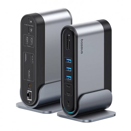 Hub USB Baseus Docking Station Spacemate Series 11-in-1, USB-C la 2x HDMI 4K@60Hz, 2x DP 4K@60Hz, 2x USB-A, 1x USB-C, 1x RJ45, 1x USB-A (480Mbps), 1xUSB-C (PD), 1x 3.5mm Audio 2 Hub USB Baseus Docking Station Spacemate Series 11-in-1, USB-C la 2x HDMI 4K@60Hz, 2x DP 4K@60Hz, 2x USB-A, 1x USB-C, 1x RJ45, 1x USB-A (480Mbps), 1xUSB-C (PD), 1x 3.5mm Audio - imagine 2