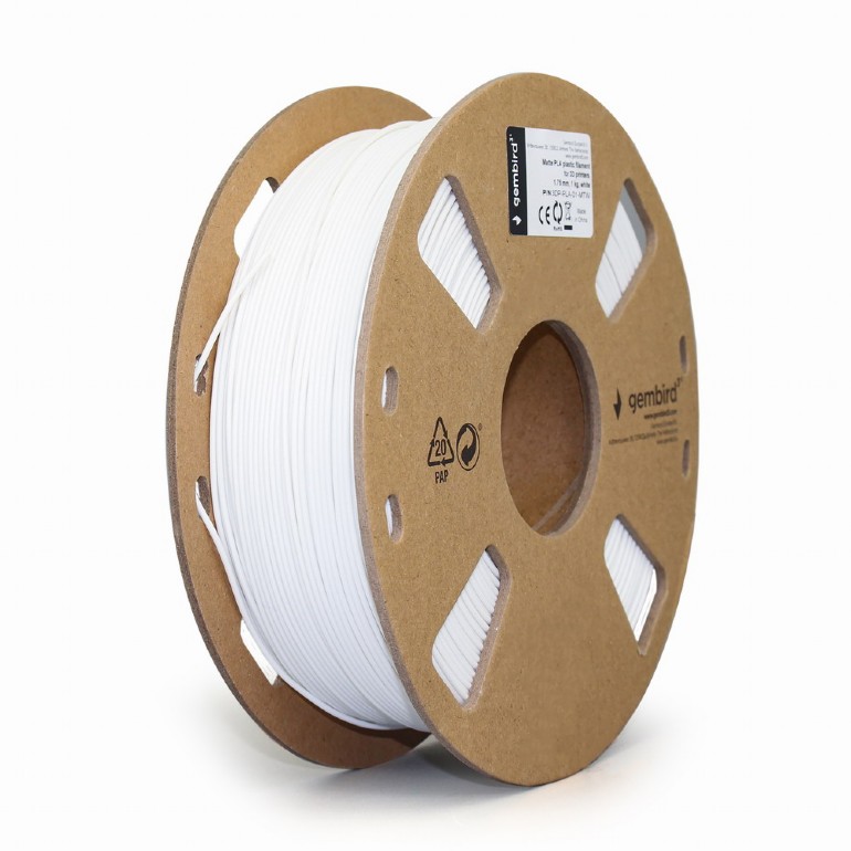 Filament, Gembird, PLA, 1,75 mm, 1 kg, Alb