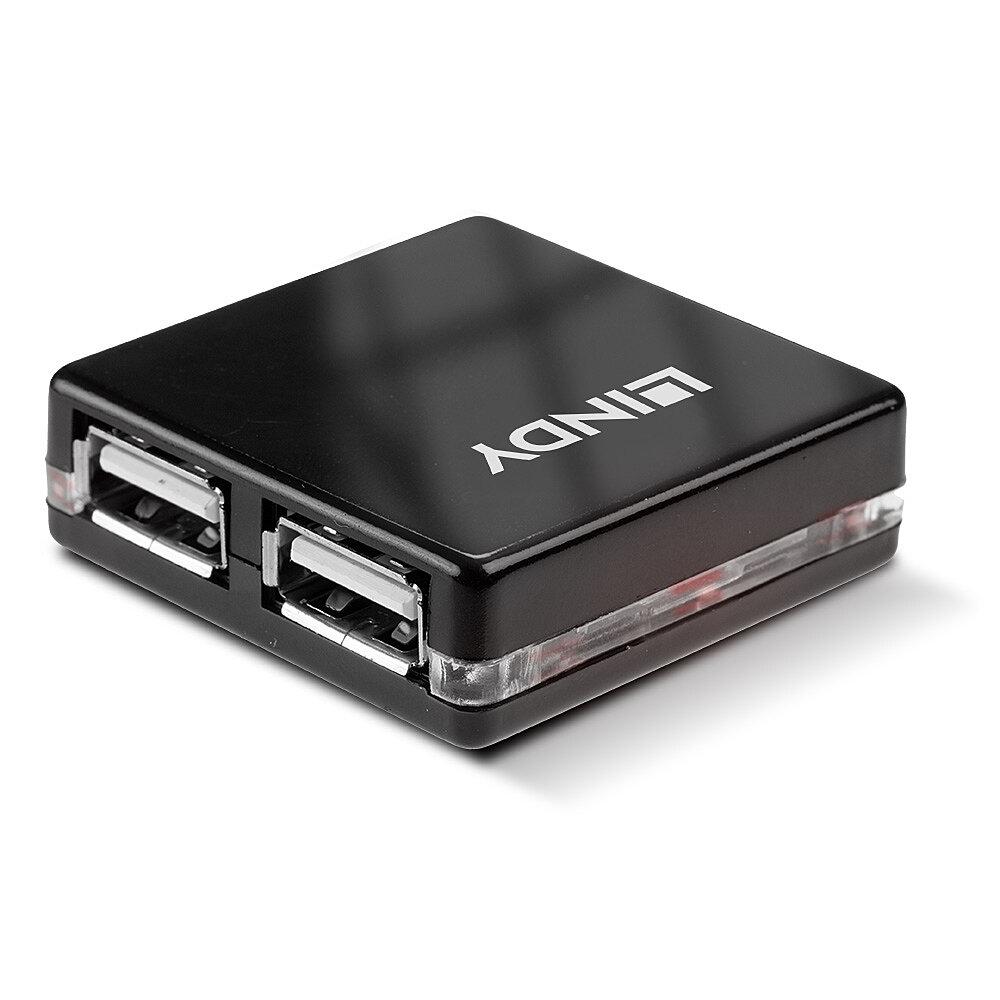 Hub USB cu 4 porturi, Lindy, Negru