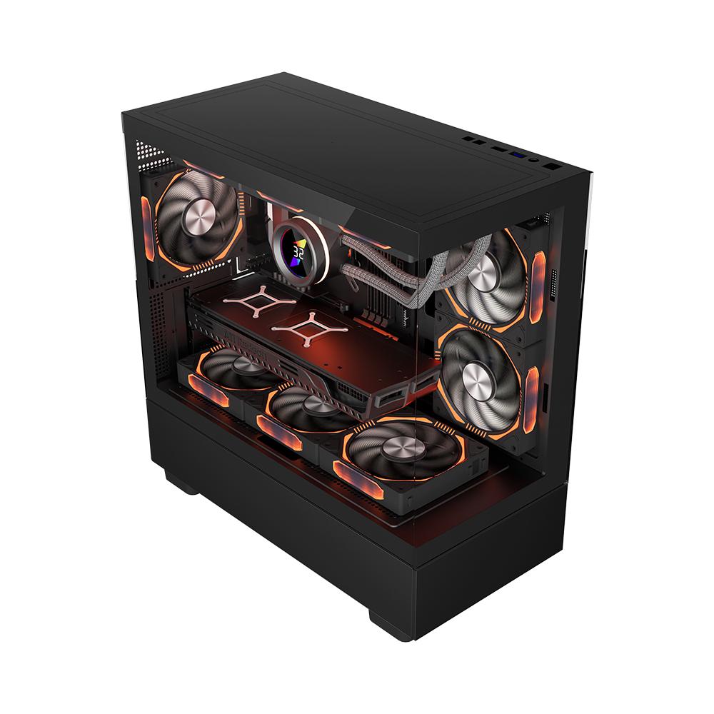 Carcasa 1stPLAYER® Gaming MI5-bk, 6 ventilatoare aRGB infinity efect, telecomanda, Micro-ATX, negru 2 Carcasa 1stPLAYER® Gaming MI5-bk, 6 ventilatoare aRGB infinity efect, telecomanda, Micro-ATX, negru - imagine 2