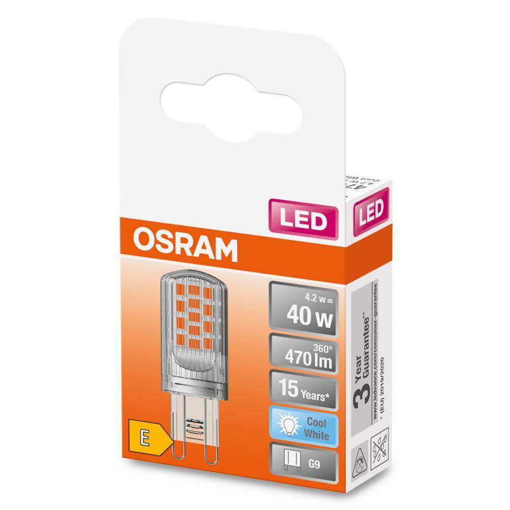 Bec LED Osram Pin G9, 4.2W (40W), 470 lm, lumina neutra (4000K), clasa energetica E