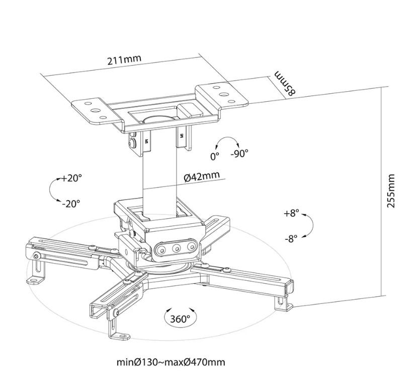 Suport Tavan Proiector Neomounts by Newstar CL25-530BL1, 25cm, max 45Kg 10 Suport Tavan Proiector Neomounts by Newstar CL25-530BL1, 25cm, max 45Kg - imagine 10