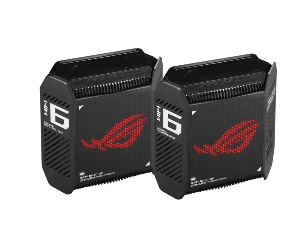 Sistem Wi-Fi Mesh Gaming ASUS ROG Rapture GT6 (B-2-PK), AX10000, Tri-Band, acoperire 540m², Tri-Core 1.7GHz CPU, 256MB/512MB Flash/RAM, 2.5G port, AiProtection Pro, Adaptive QoS, VPN server/client, IPTV, OFDMA, Beamforming, Link Aggregation, AiMesh