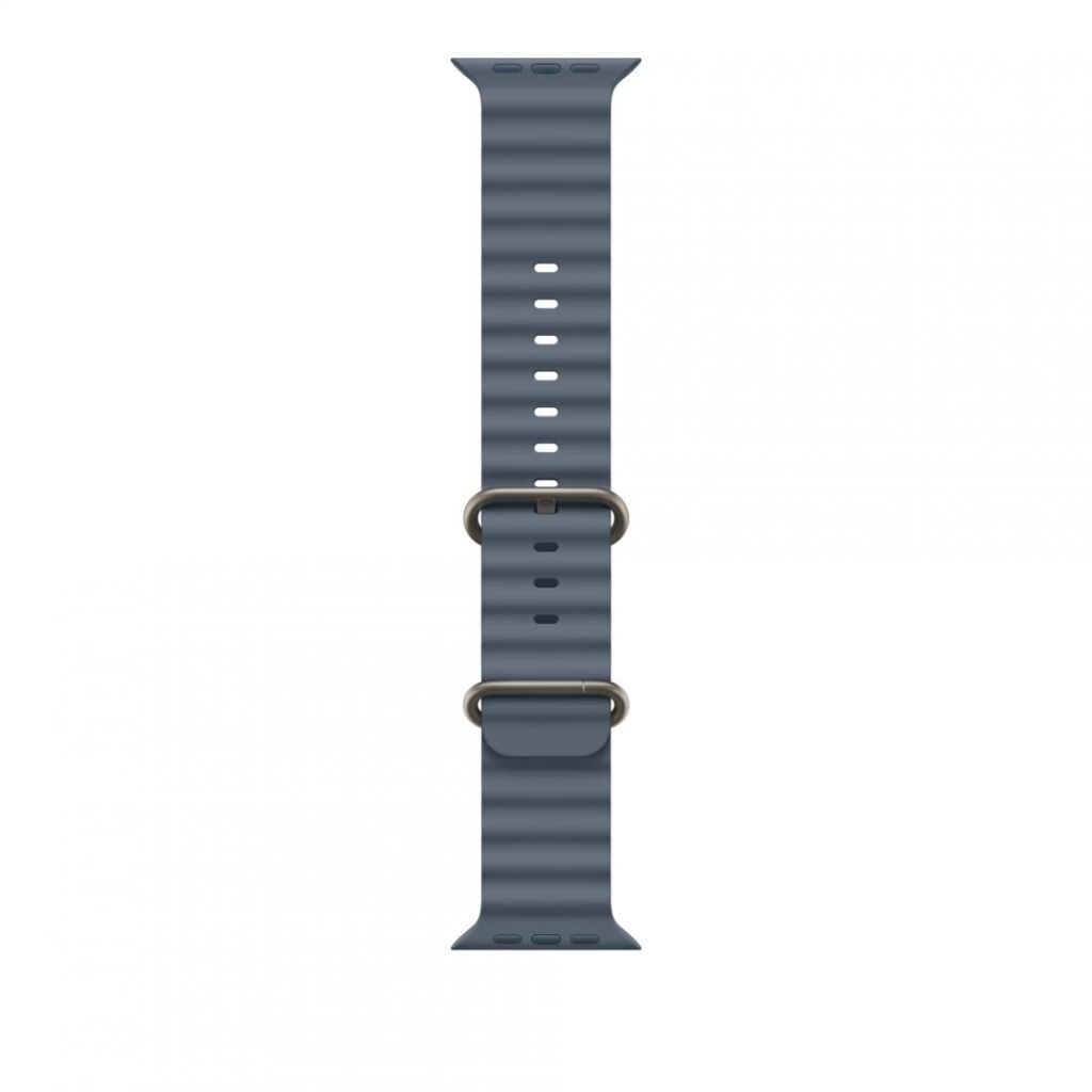Curea pentru Apple Watch 49mm, Anchor Blue Ocean Band Extension – Natural Titanium Finish