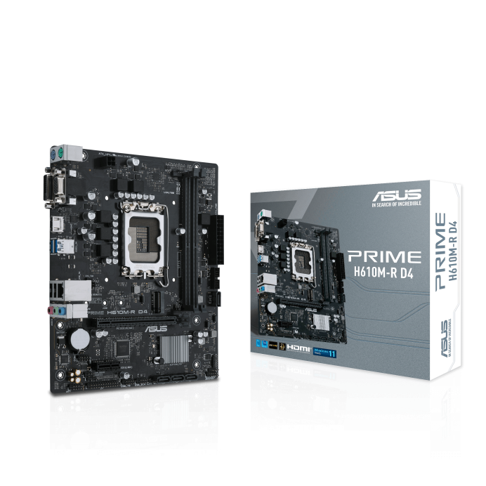 Placa de bază Asus Prime H610M-R D4-SI, LGA 1700, 2xDDR4, Negru, Micro-ATX