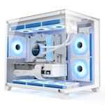Carcasa 1stPLAYER® MV6-TP wh, 6 ventilatoare aRGB infinity efect plus PWM, telecomanda, Micro-ATX, alb