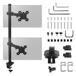 Suport birou 2 monitoare Maclean MC-967, 13–27″, 9kg, VESA 75/100, inclinare ±45°, rotire 180°, reglabil, prindere masa, negru