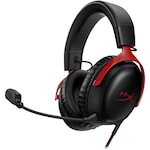 Casti Gaming HyperX Cloud III, DTS Headphone:X Spatial Audio, drivere 53mm, microfon detasabil cu metal mesh, noise cancelling si indicator LED, jack 3,5mm, USB-C, USB-A, cupe cu spuma cu memorie, multiplatforma, negru/rosu