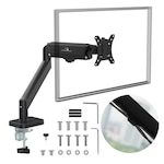 Suport monitor Maclean MC-133, arc cu gaz, 17–32”, negru, 2–10kg, reglare inaltime, VESA 75×75/100×100, pivot 180°, montaj pe birou