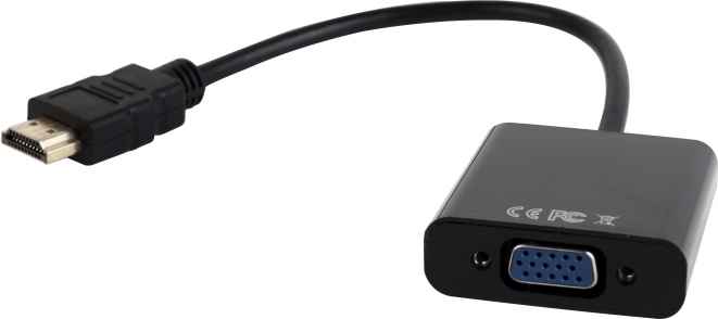 CABLU video GEMBIRD, splitter HDMI(T) la VGA(M)+Jack 3.5mm(T), 15cm, rez max Full HD la 60Hz, converteste semnal digital HDMI in analog VGA+3.5 mm jack,negru, „A-HDMI-VGA-03” (timbru verde 0.08 lei)