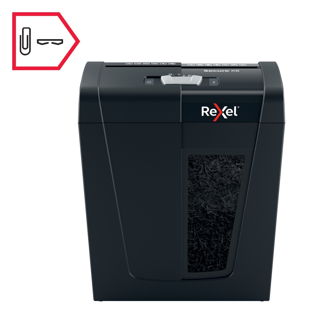 Distrugator documente manual REXEL SECURE X8, P4, cross-cut (confeti), 8 coli, 14l, negru - imagine 5