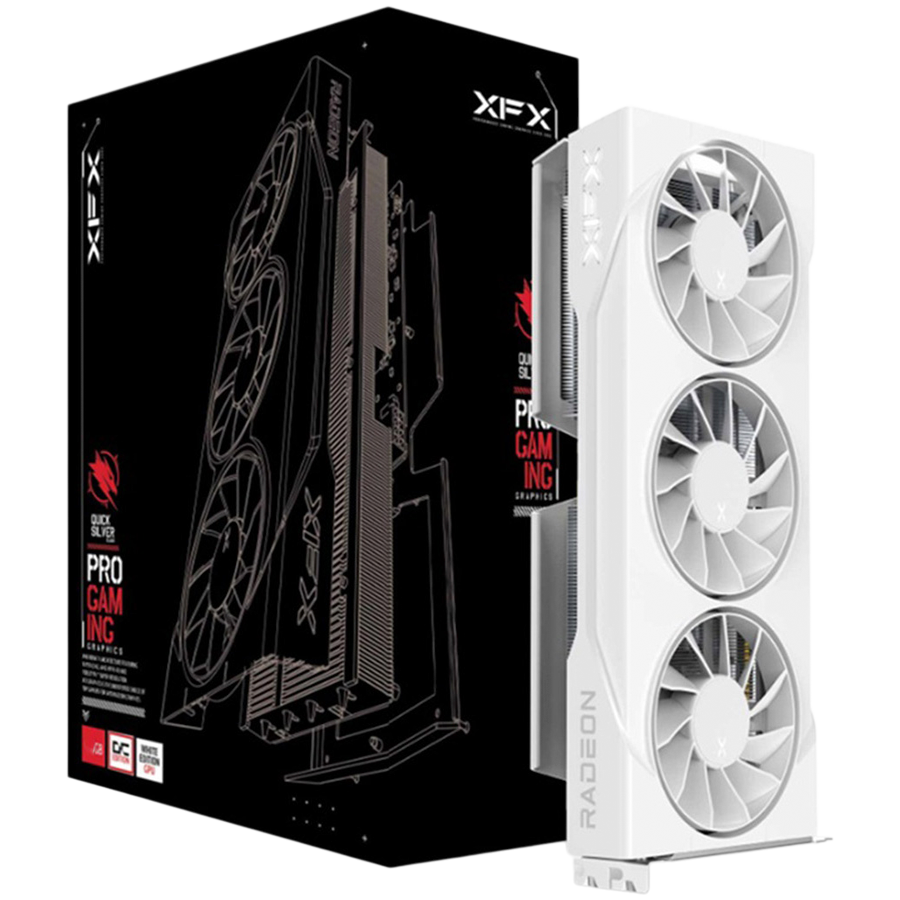 Placă video XFX SWIFT RX 9060XT OC, 16GB, alb, 3 ventilatoare
