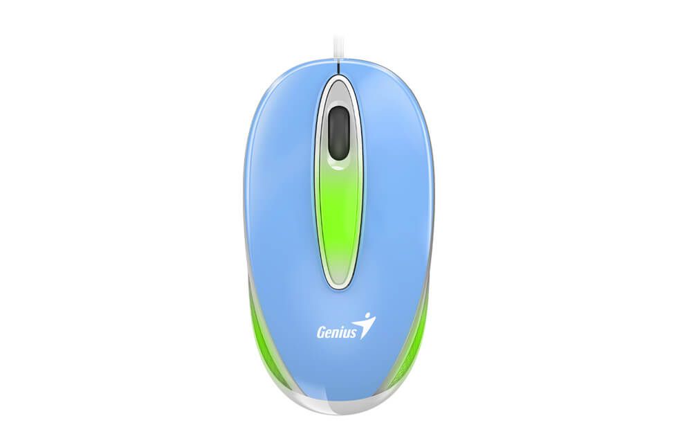 Mouse Genius, „DX-Mini”, PC sau NB, cu fir, USB, optic, 1000 dpi, butoane/scroll 3/1, LED, albastru
