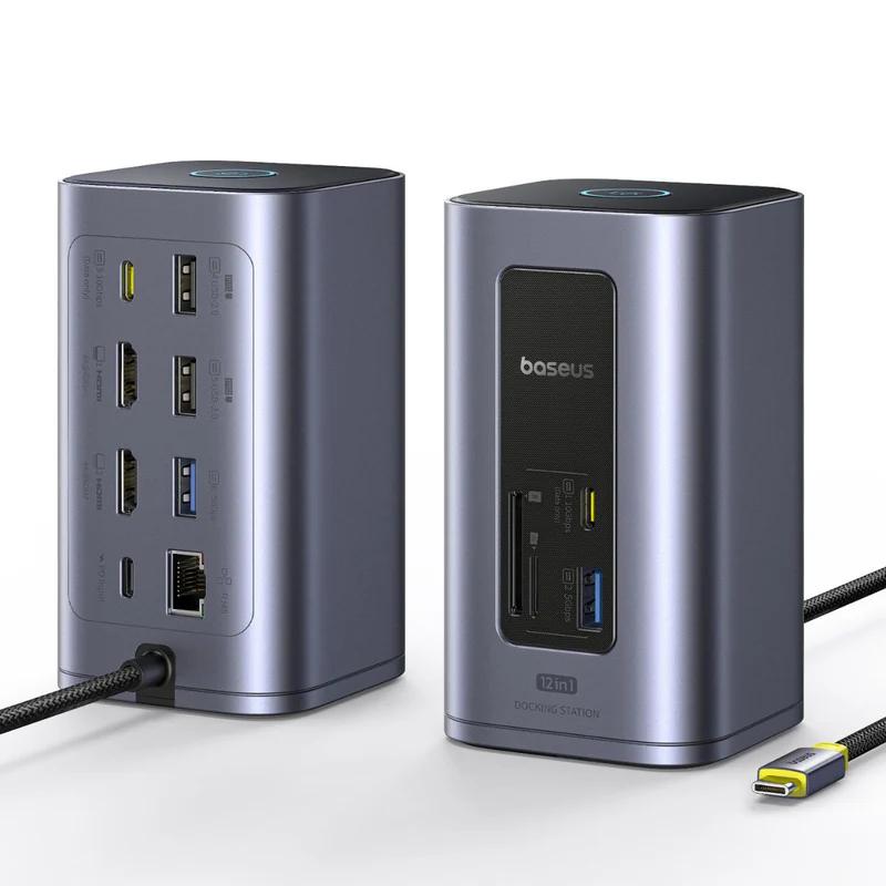 Stație de docking Baseus, 100 W, USB-C, gri 5 Stație de docking Baseus, 100 W, USB-C, gri - imagine 5