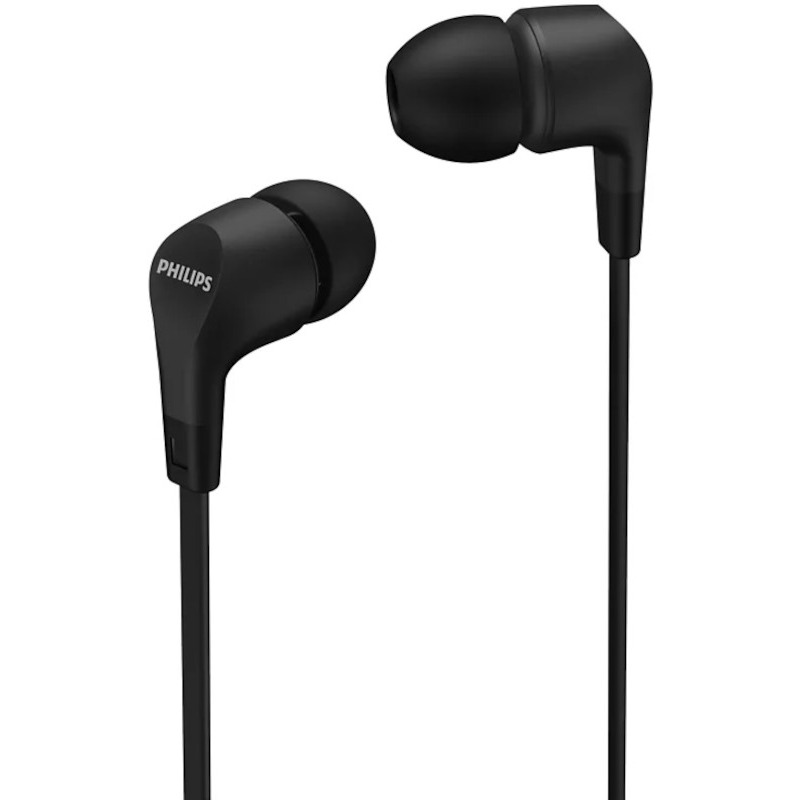 Casti Audio In-Ear Philips, TAE1105BK/00, cu fir, Microfon, Negru