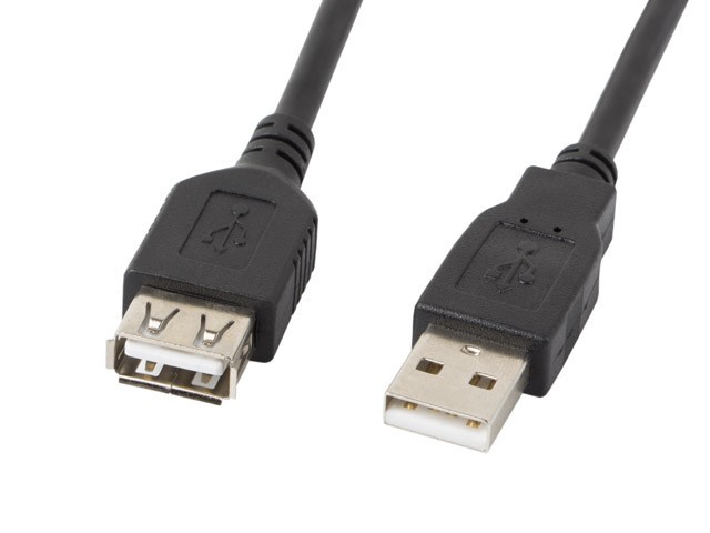 Cablu Lanberg USB-A Tată la USB-A Mamă USB 2.0 1.8m Negru - imagine 2