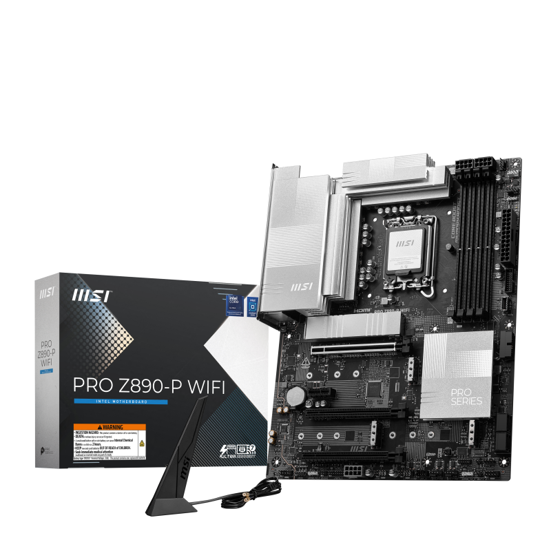 Placa de baza MSI PRO Z890-P WIFI, LGA1851, DDR5, ATX, Negru/Gri