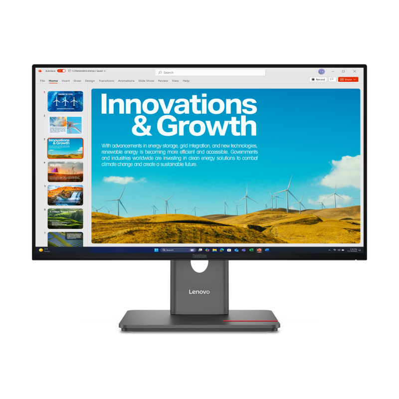 Monitor IPS LED Lenovo ThinkVision 23.8″ P24QD-40, QHD 2560×1440, HDMI, DisplayPort, Pivot, 120 Hz, 4 ms Negru