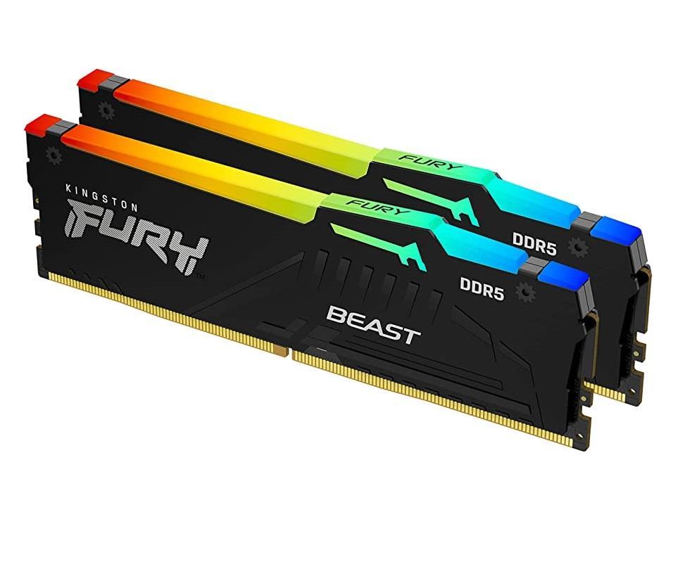 Memorie, Kingston, KF556C40BBAK2 64GB/5600MHz DDR-5, FURY Beast RGB, Multicolor
